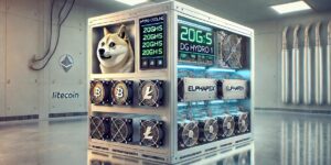 ElphaPex DG Hydro 1 채굴기가 강조된 캐비닛 이미지